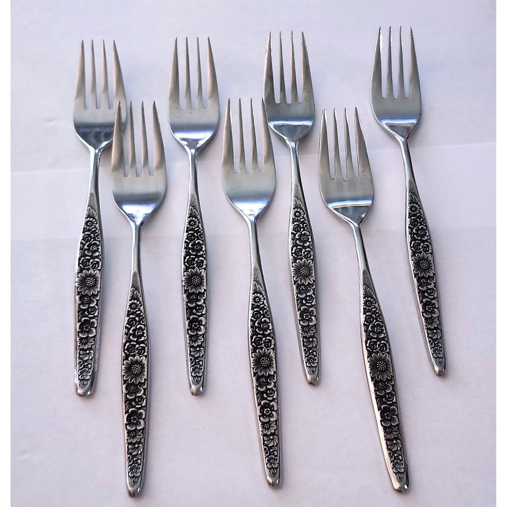 VTG Interpur Jardinera Stainless Dinner Forks Black Accent Flatware set of 7 MCM